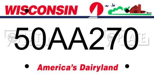 50AA270 Wisconsin License Plate