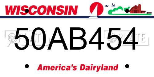 50AB454 Wisconsin License Plate