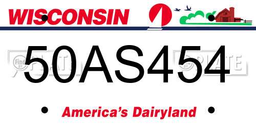 50AS454 Wisconsin License Plate