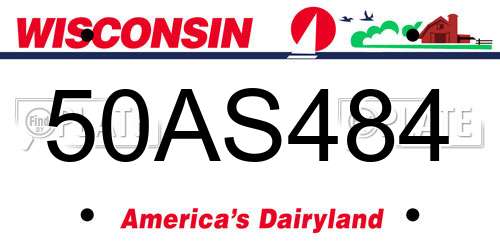 50AS484 Wisconsin License Plate