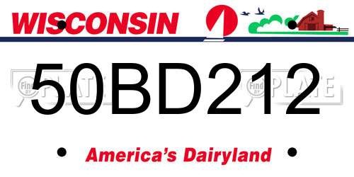 50BD212 Wisconsin License Plate