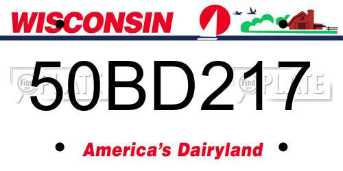 50BD217 Wisconsin License Plate