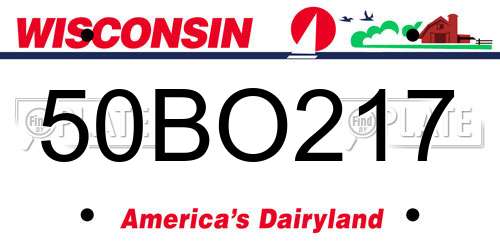 50BO217 Wisconsin License Plate