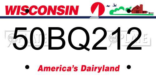 50BQ212 Wisconsin License Plate