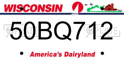 50BQ712 Wisconsin License Plate