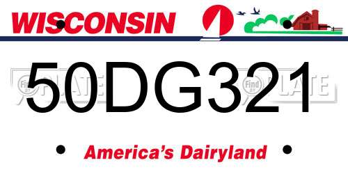50DG321 Wisconsin License Plate