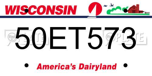 50ET573 Wisconsin License Plate