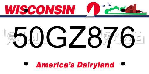50GZ876 Wisconsin License Plate