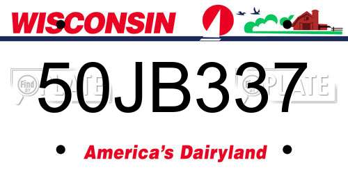 50JB337 Wisconsin License Plate