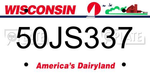 50JS337 Wisconsin License Plate