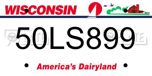 50LS899 Wisconsin License Plate