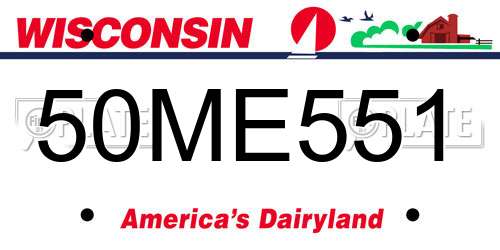 50ME551 Wisconsin License Plate