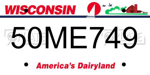 50ME749 Wisconsin License Plate