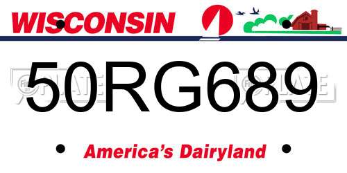 50RG689 Wisconsin License Plate