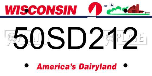 50SD212 Wisconsin License Plate