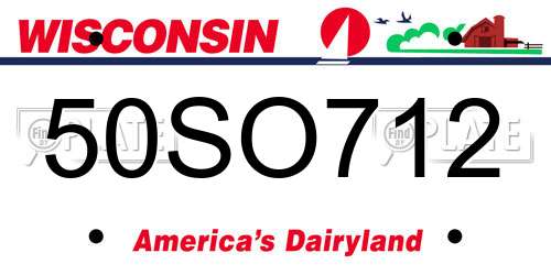 50SO712 Wisconsin License Plate