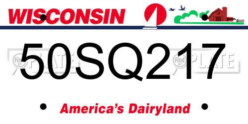 50SQ217 Wisconsin License Plate