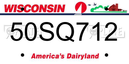 50SQ712 Wisconsin License Plate