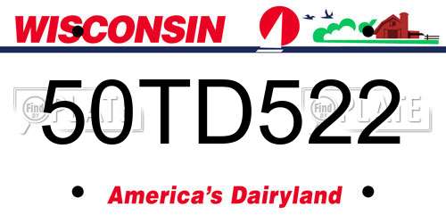 50TD522 Wisconsin License Plate