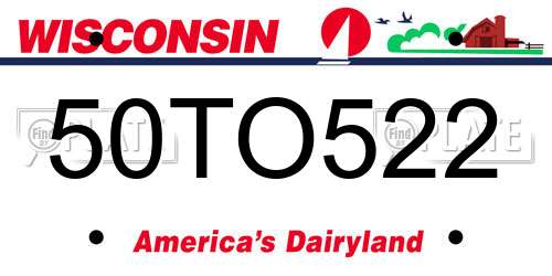 50TO522 Wisconsin License Plate