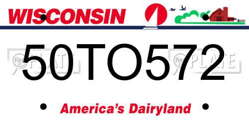 50TO572 Wisconsin License Plate