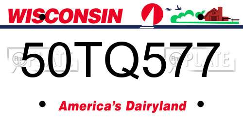 50TQ577 Wisconsin License Plate