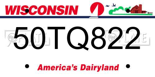 50TQ822 Wisconsin License Plate