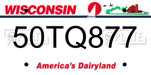 50TQ877 Wisconsin License Plate