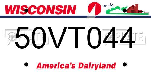 50VT044 Wisconsin License Plate