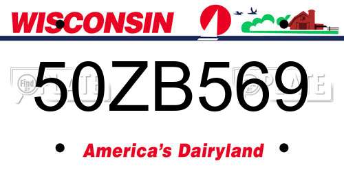 50ZB569 Wisconsin License Plate