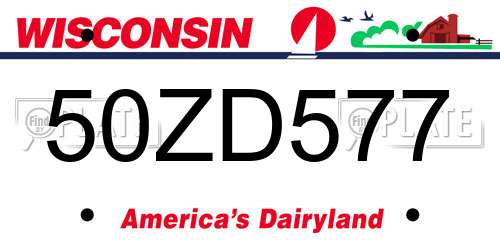 50ZD577 Wisconsin License Plate
