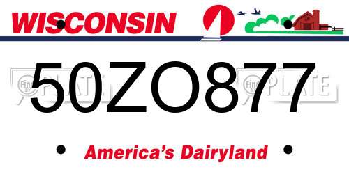 50ZO877 Wisconsin License Plate