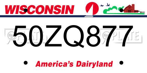 50ZQ877 Wisconsin License Plate