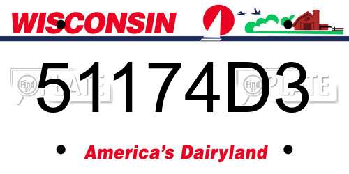 51174D3 Wisconsin License Plate
