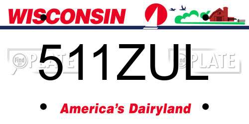 511ZUL Wisconsin License Plate