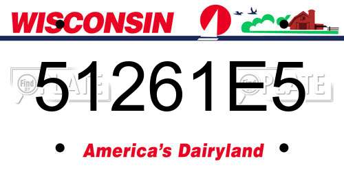 51261E5 Wisconsin License Plate