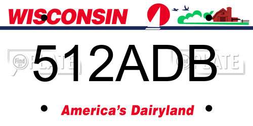 512ADB Wisconsin License Plate