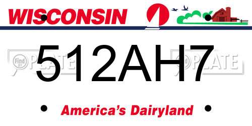 512AH7 Wisconsin License Plate