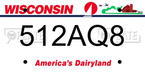 512AQ8 Wisconsin License Plate