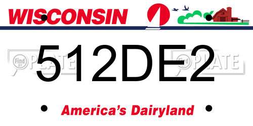 512DE2 Wisconsin License Plate