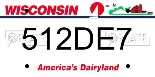 512DE7 Wisconsin License Plate