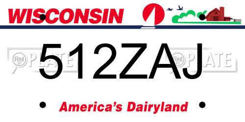 512ZAJ Wisconsin License Plate