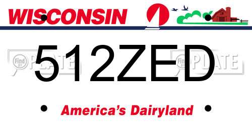 512ZED Wisconsin License Plate