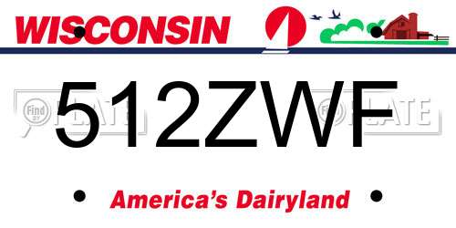 512ZWF Wisconsin License Plate