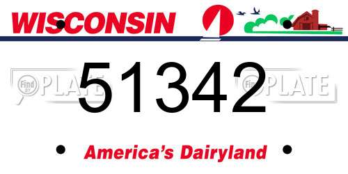 51342 Wisconsin License Plate