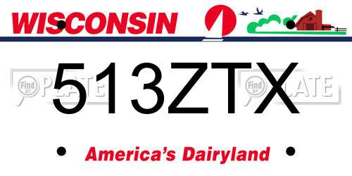 513ZTX Wisconsin License Plate