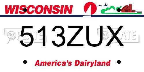 513ZUX Wisconsin License Plate