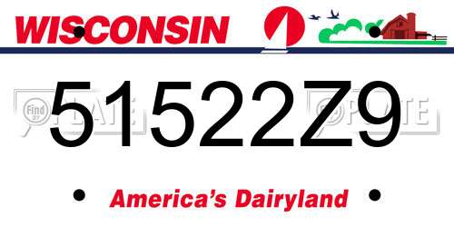 51522Z9 Wisconsin License Plate