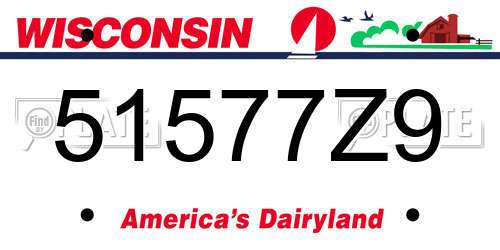 51577Z9 Wisconsin License Plate