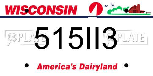 515II3 Wisconsin License Plate